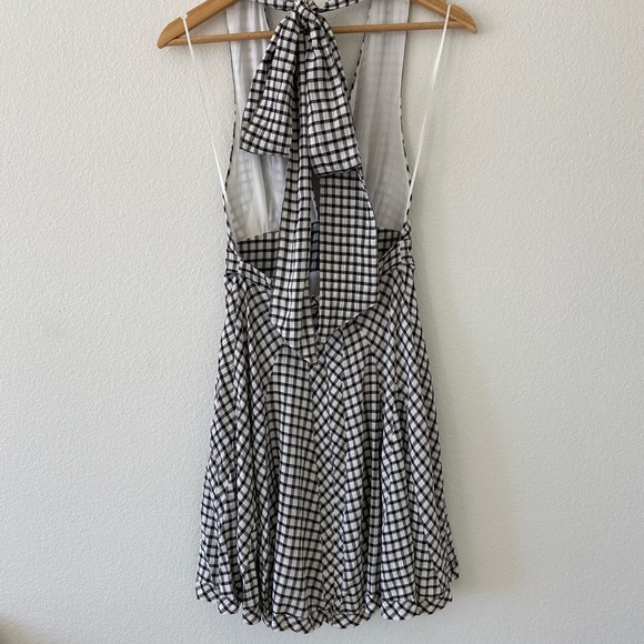 Miou Muse Black and White Gingham Checked Halter Dress - Picture 8 of 12